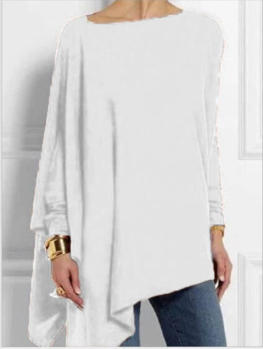 Damen nan drapierte Oversize-Tunika mit schrägem Zipfelsaum und weiten Fledermausärmeln R&B