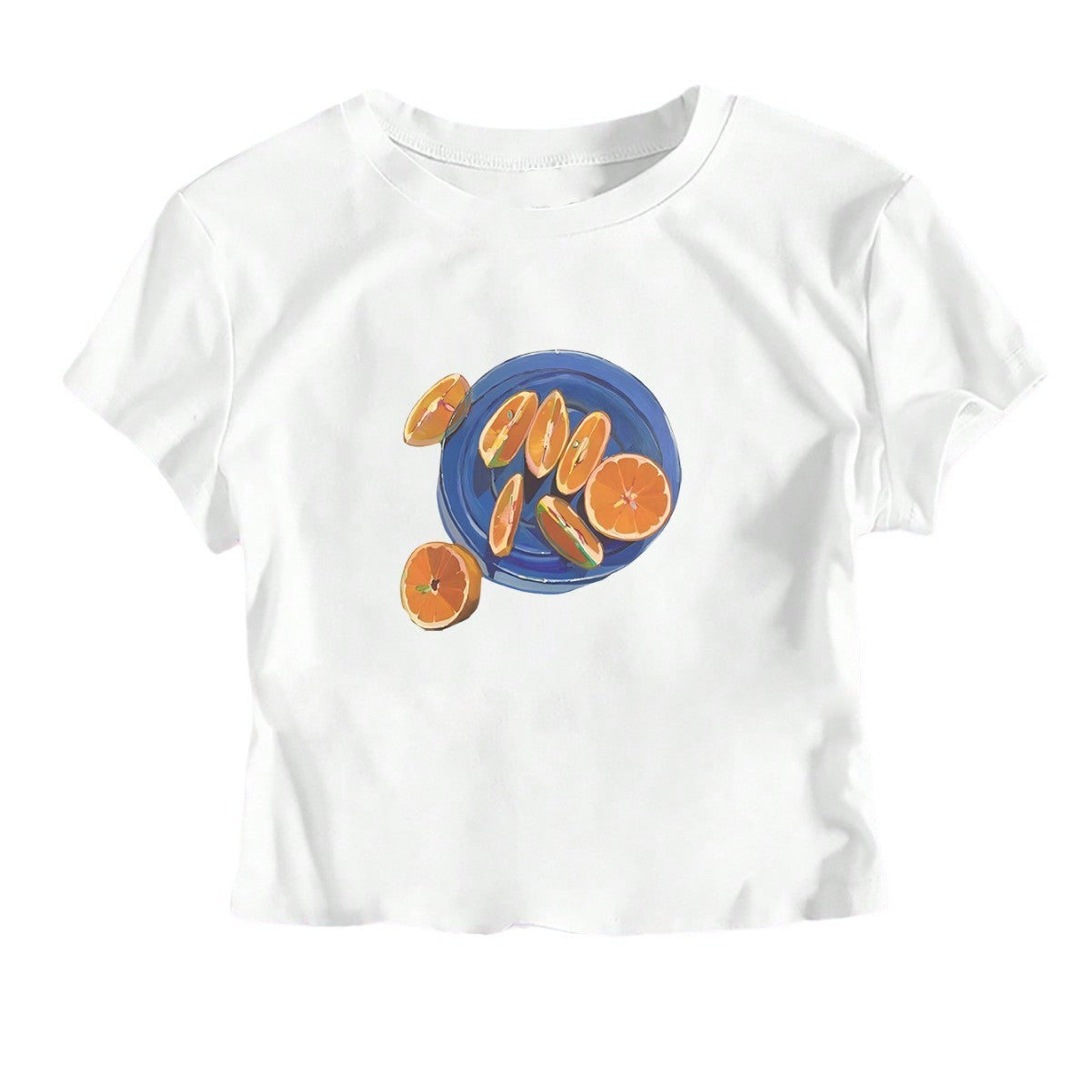 Damen Crop-T-Shirt mit fruchtigem Design und lässigem Schnitt R&B