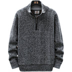 Herren Strickpullover mit Stehkragen und halbem Reißverschluss