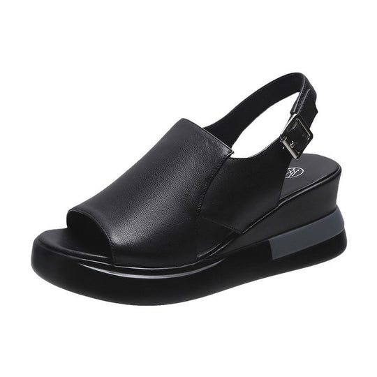 Damen Bequeme Plateau-Sandalen mit verstellbarem Riemen und anatomischem Fußbett R&B
