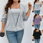 Damen lässiger Strickpullover mit tiefem V-Ausschnitt und Rippstruktur R&B