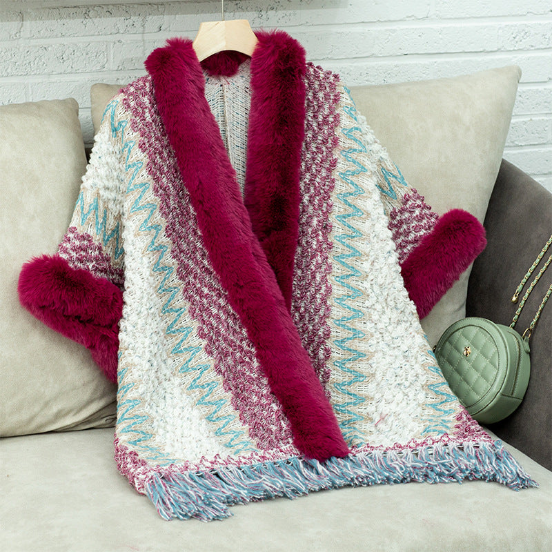 Damen Kuschelige Strickjacke mit luxuriösem Kunstfellbesatz R&B