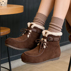 Damen Bequeme Winterstiefel mit kuscheligem Innenfutter und modischer Schnalle R&B