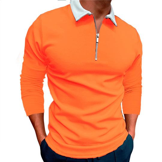 Herren sportlicher Pullover mit 1/4 Reißverschluss und kontrastierendem Kragen R&B