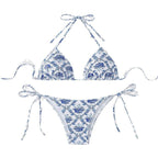 Damen Triangel-Bikini mit modischem Blütenmuster und verstellbaren Trägern R&B