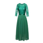 Damen Maxikleid mit Spitzendetails und transparentem Rock R&B