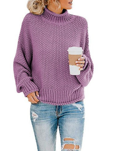 Damen Grobstrickpullover mit Rollkragen und lässigem Schnitt R&B
