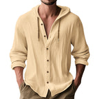 Herren lässiges Hemd mit Kapuze und Knopfdetails R&B