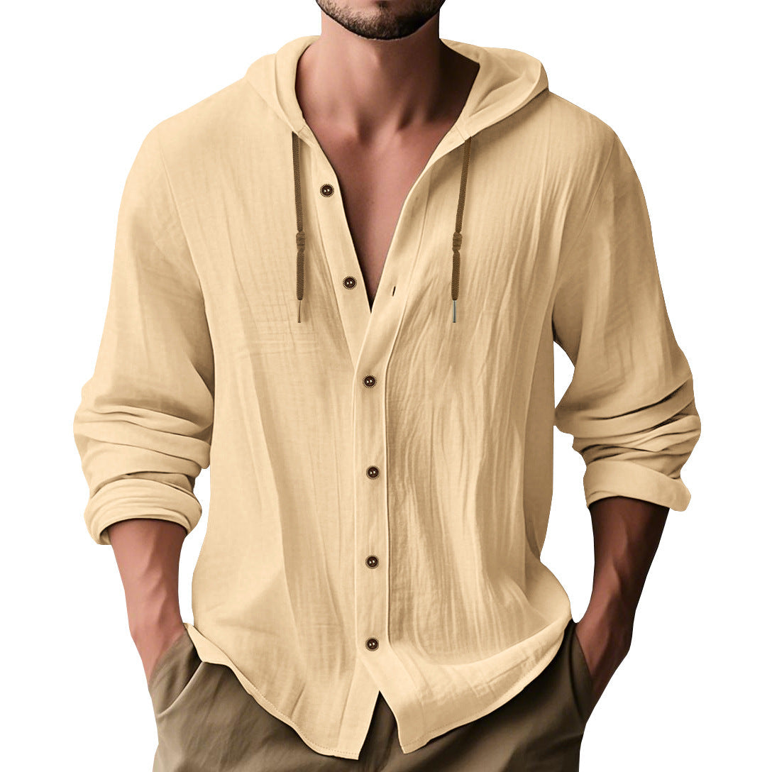 Herren lässiges Hemd mit Kapuze und Knopfdetails R&B