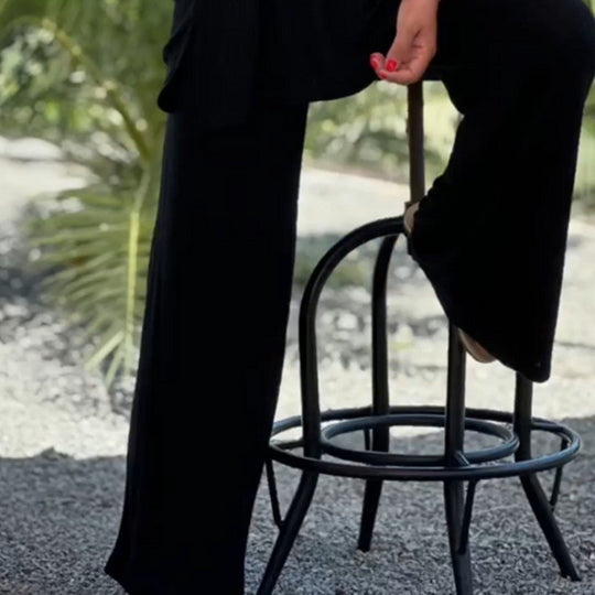 Damen nan zweiteiliges Reise- und Loungewear-Set aus weichem Rippjersey mit Longline-Tunika und Palazzohose R&B