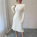 Damen strickendes Kleid mit asymmetrischem Saum und langen Ärmeln R&B
