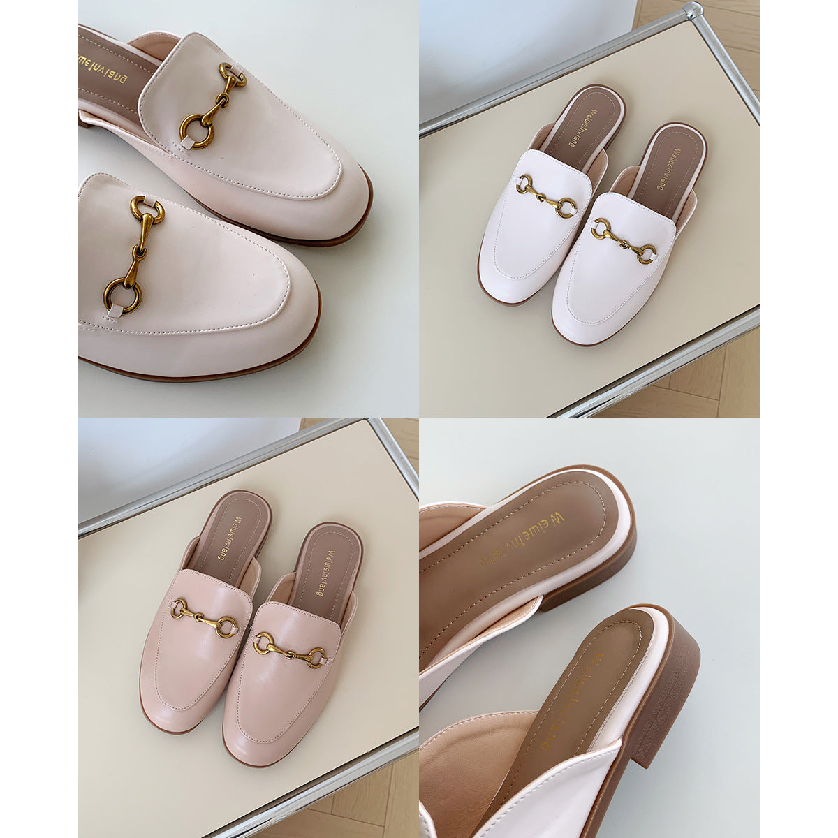 Damen modische Mules mit elegantem Schnallen-Detail