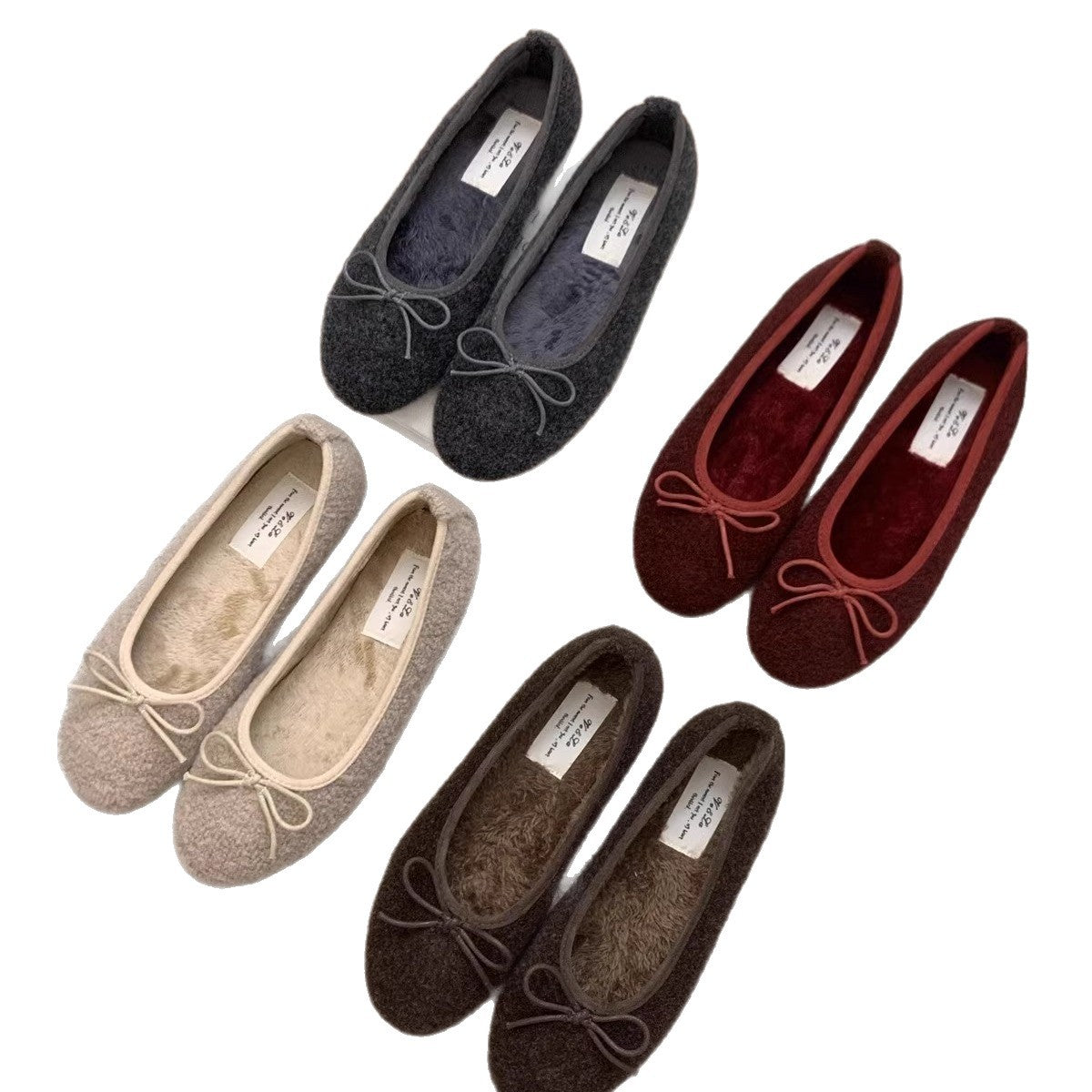 Damen Fleece Ballerinas mit flexiblem Absatz R&B