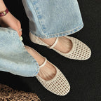 Damen elegante Ballerina-Pantoletten mit modischem Flecht-Design R&B