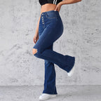 Damen Flared Jeans mit modischen Rissdetails und hohem Taillenbund R&B