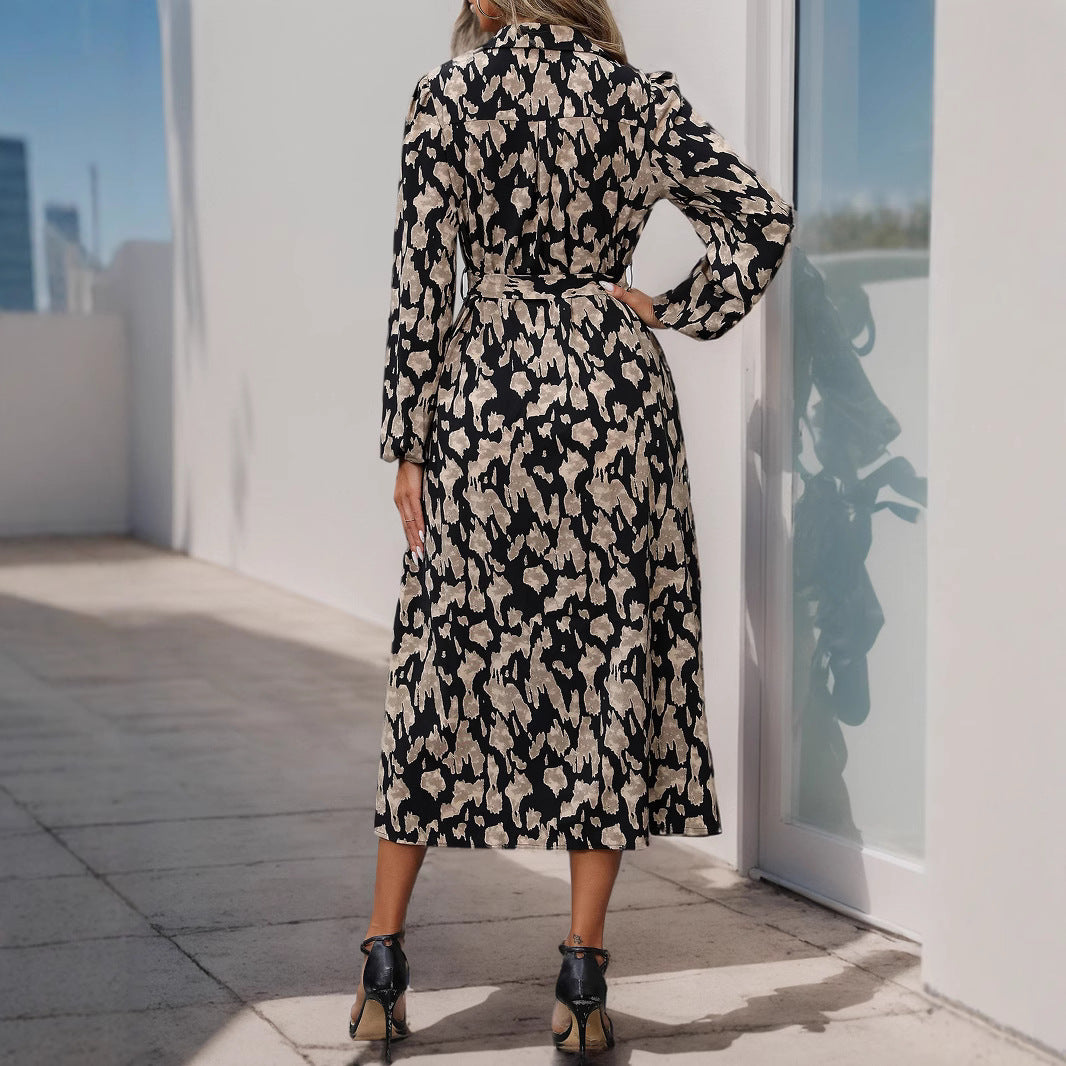 Damen Maxikleid mit elegantem Taillengürtel und stylischem Schlitzdesign R&B