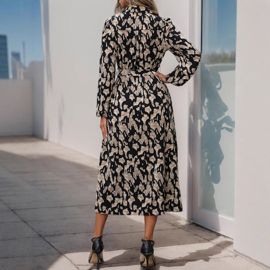 Damen Maxikleid mit elegantem Taillengürtel und stylischem Schlitzdesign R&B