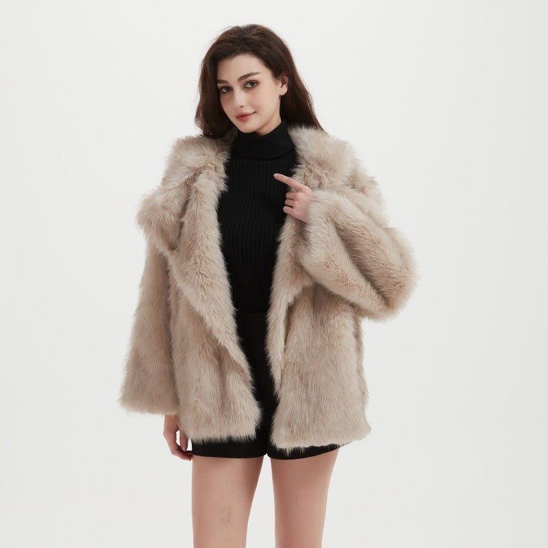 Damen Kuschliger Faux-Fur Mantel