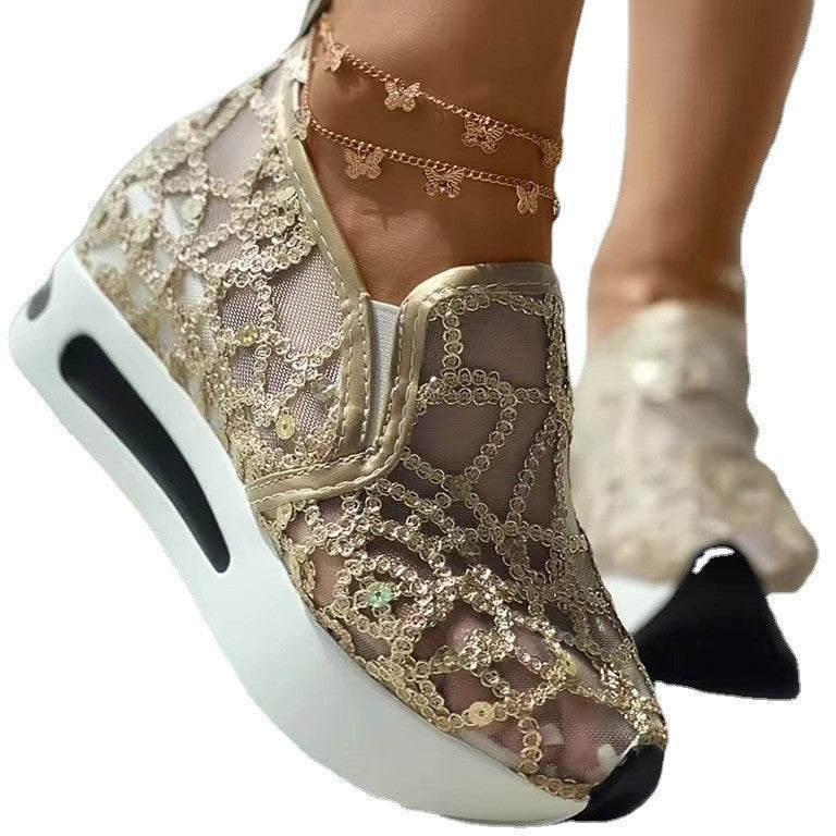 Damen Sneakers mit modischem Netzdesign und glitzernden Akzenten R&B