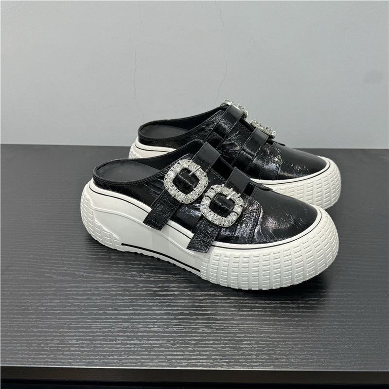 Damen modische Clutch-Sneaker mit dekorativen Strassschnallen R&B