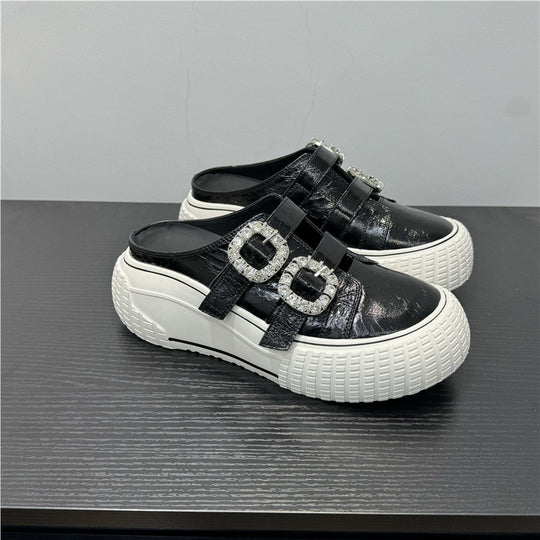 Damen modische Clutch-Sneaker mit dekorativen Strassschnallen R&B