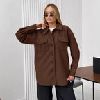 Damen Oversized Hemdblousenjacke mit praktischen Taschen und modernem Schnitt R&B