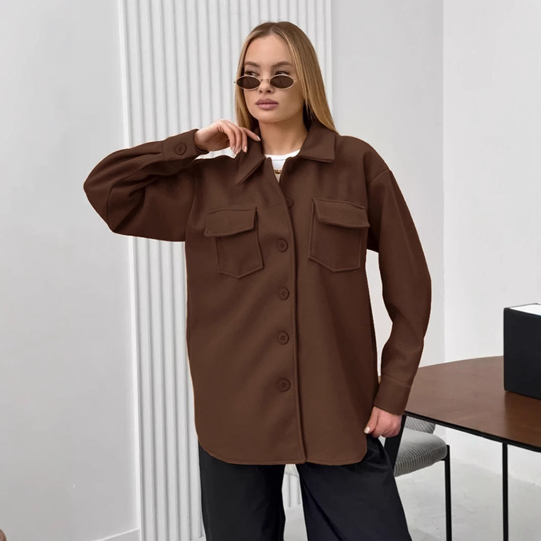 Damen Oversized Hemdblousenjacke mit praktischen Taschen und modernem Schnitt R&B