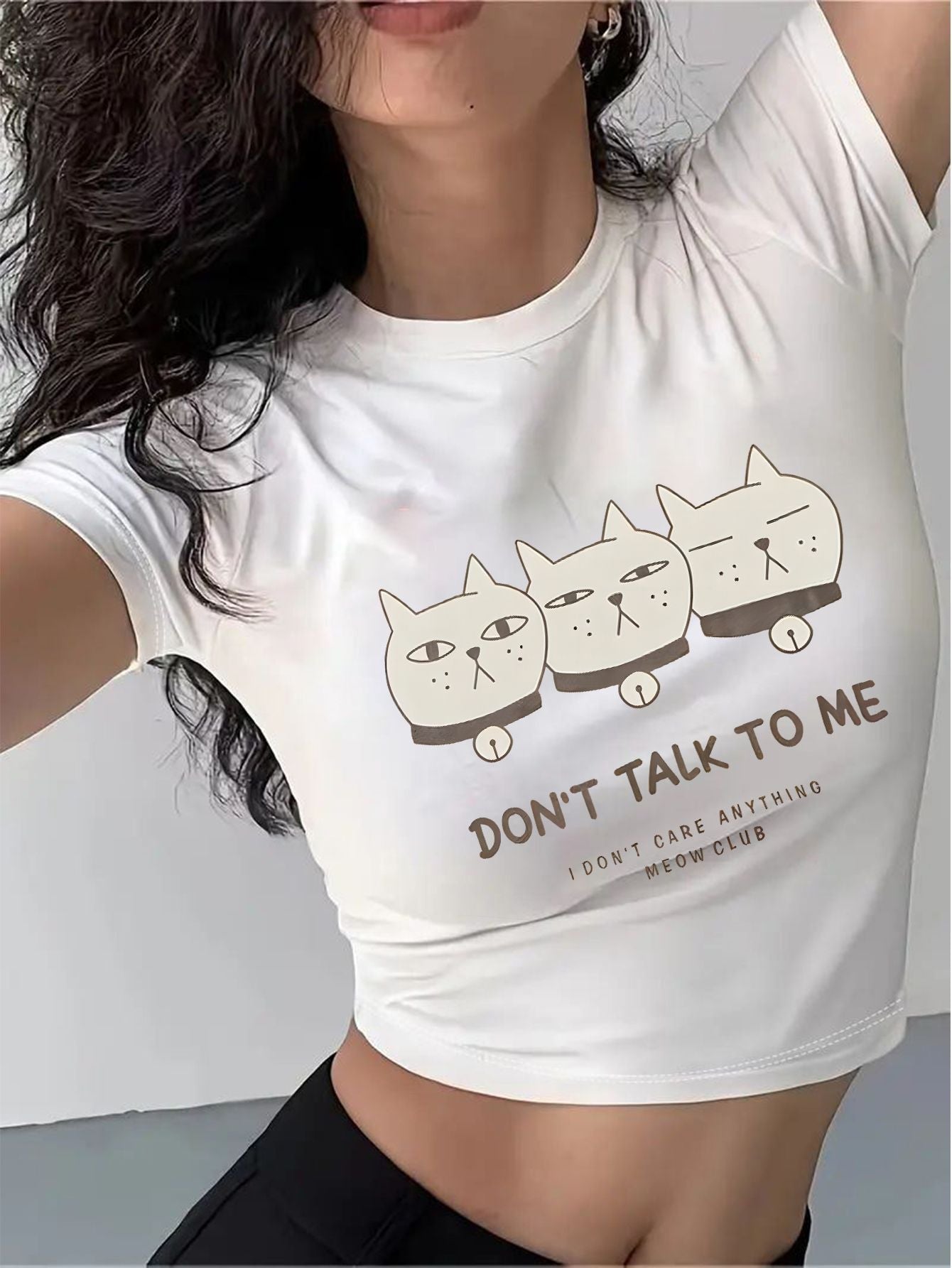 Damen Crop-T-Shirt mit inspirierendem Statementdruck R&B
