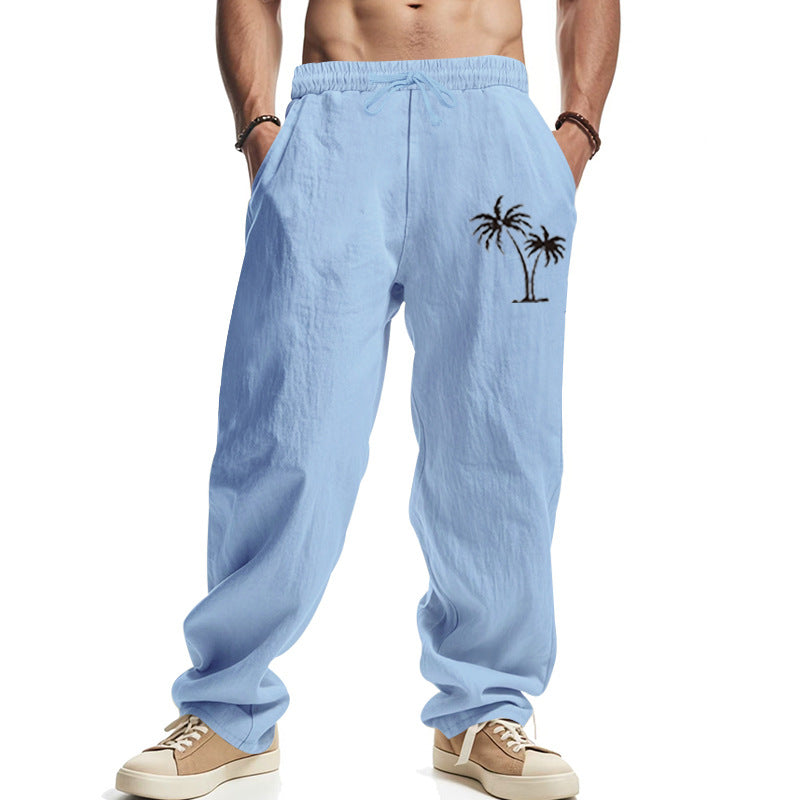 Herren lässige Strandhose mit hohem Tragekomfort und speziellen Palmenmotiven R&B
