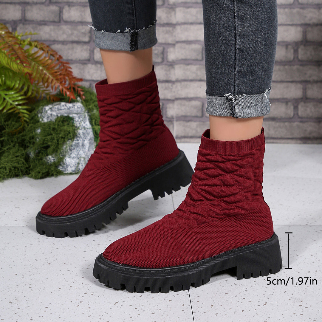 Damen Modische Stiefeletten mit strukturiertem Obermaterial und rutschfester Sohle R&B