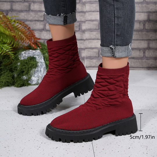 Damen Modische Stiefeletten mit strukturiertem Obermaterial und rutschfester Sohle R&B