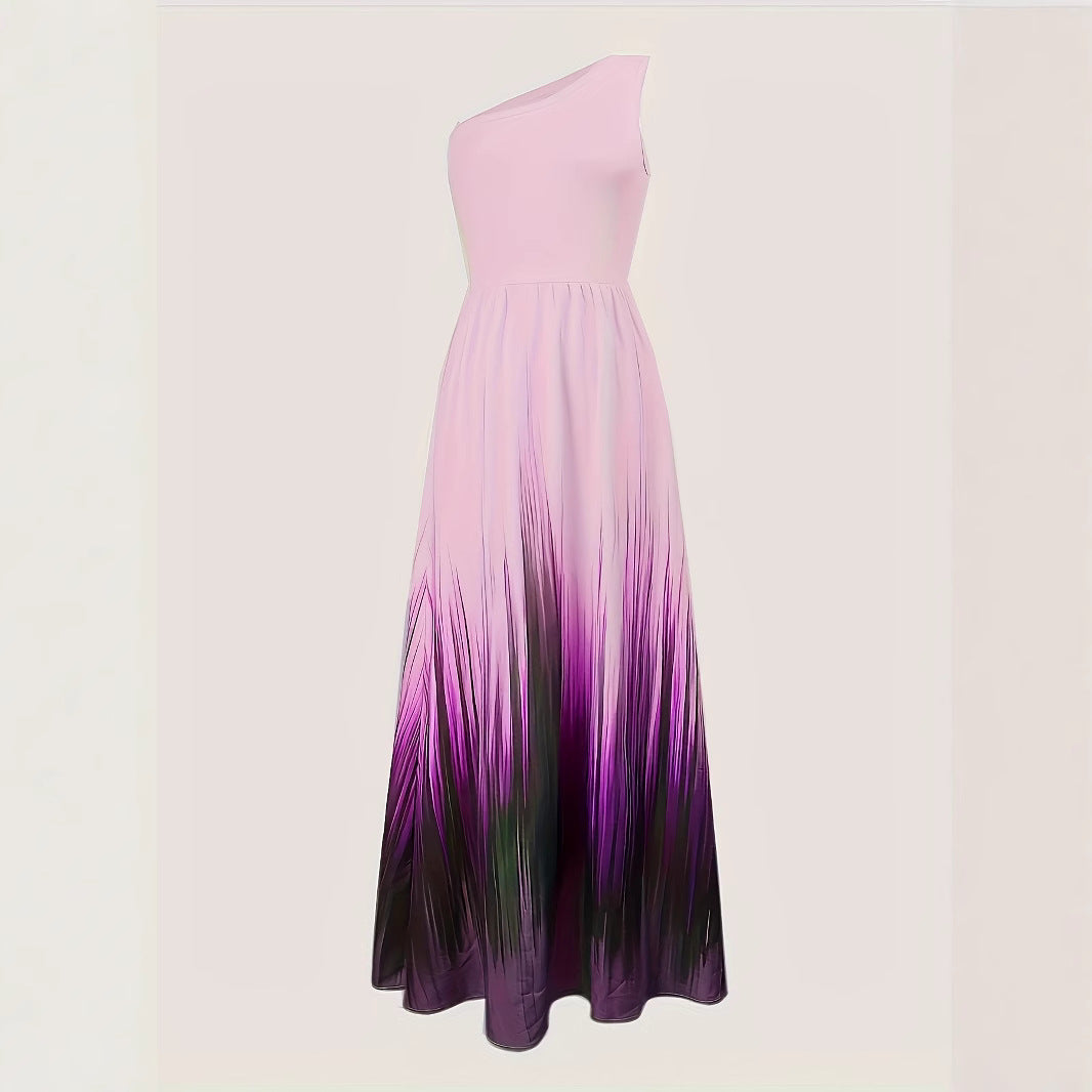 Damen Maxikleid mit asymmetrischem Schnitt und elegantem Farbverlauf R&B