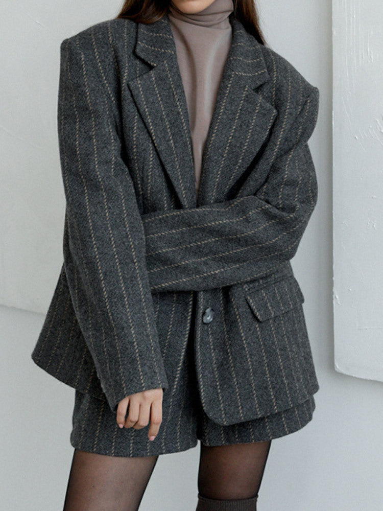 Damen Oversized Blazerjacke mit eleganten Streifen R&B