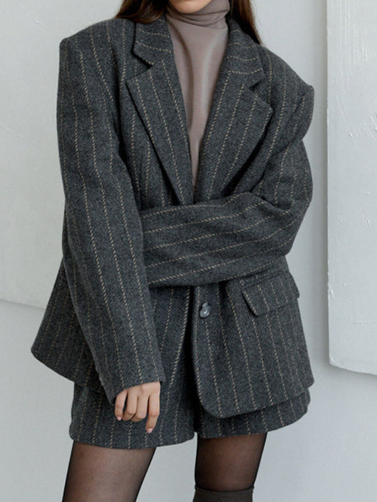 Damen Oversized Blazerjacke mit eleganten Streifen R&B