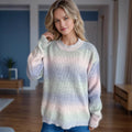 Damen lässiger Pullover mit sanften Farbverlauf und Rundhalsausschnitt R&B