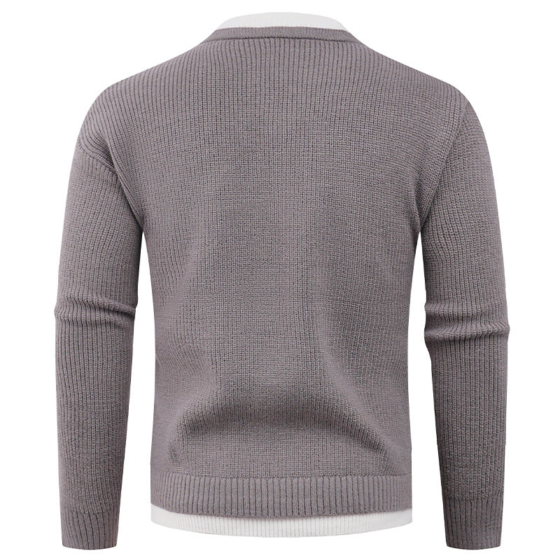 Herren Strickpullover mit V-Ausschnitt und modernem Rippenmuster R&B
