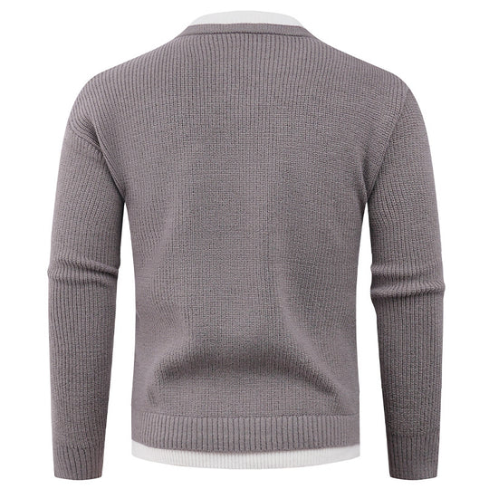 Herren Strickpullover mit V-Ausschnitt und modernem Rippenmuster R&B