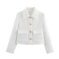 Damen cropped Blazerjacke mit dekorativen Knöpfen und praktischen Taschen