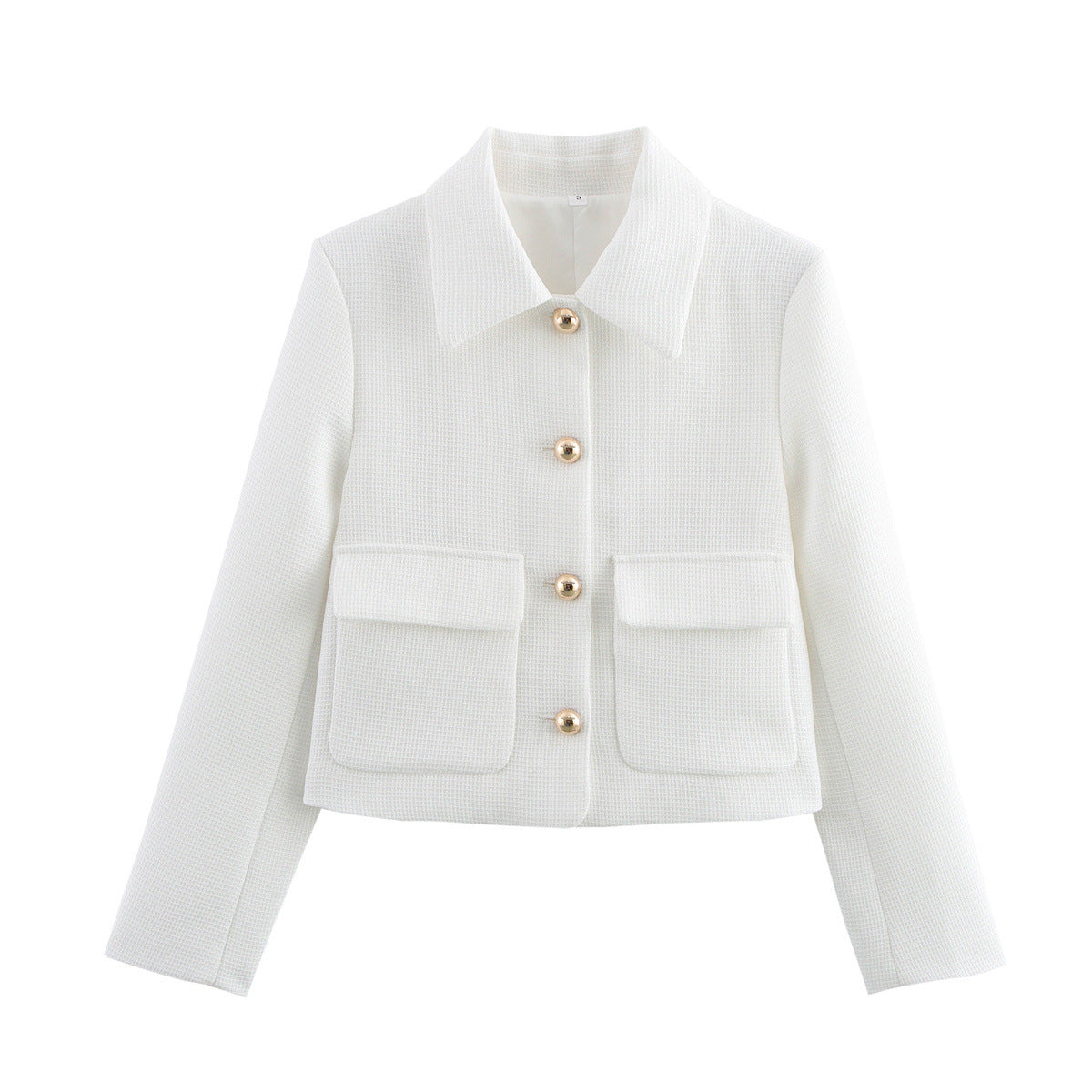 Damen cropped Blazerjacke mit dekorativen Knöpfen und praktischen Taschen