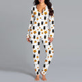 Damen Langarm Halloween-Themen Onesie Pyjama Set R&B