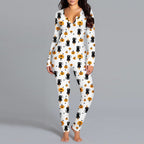 Damen Langarm Halloween-Themen Onesie Pyjama Set R&B