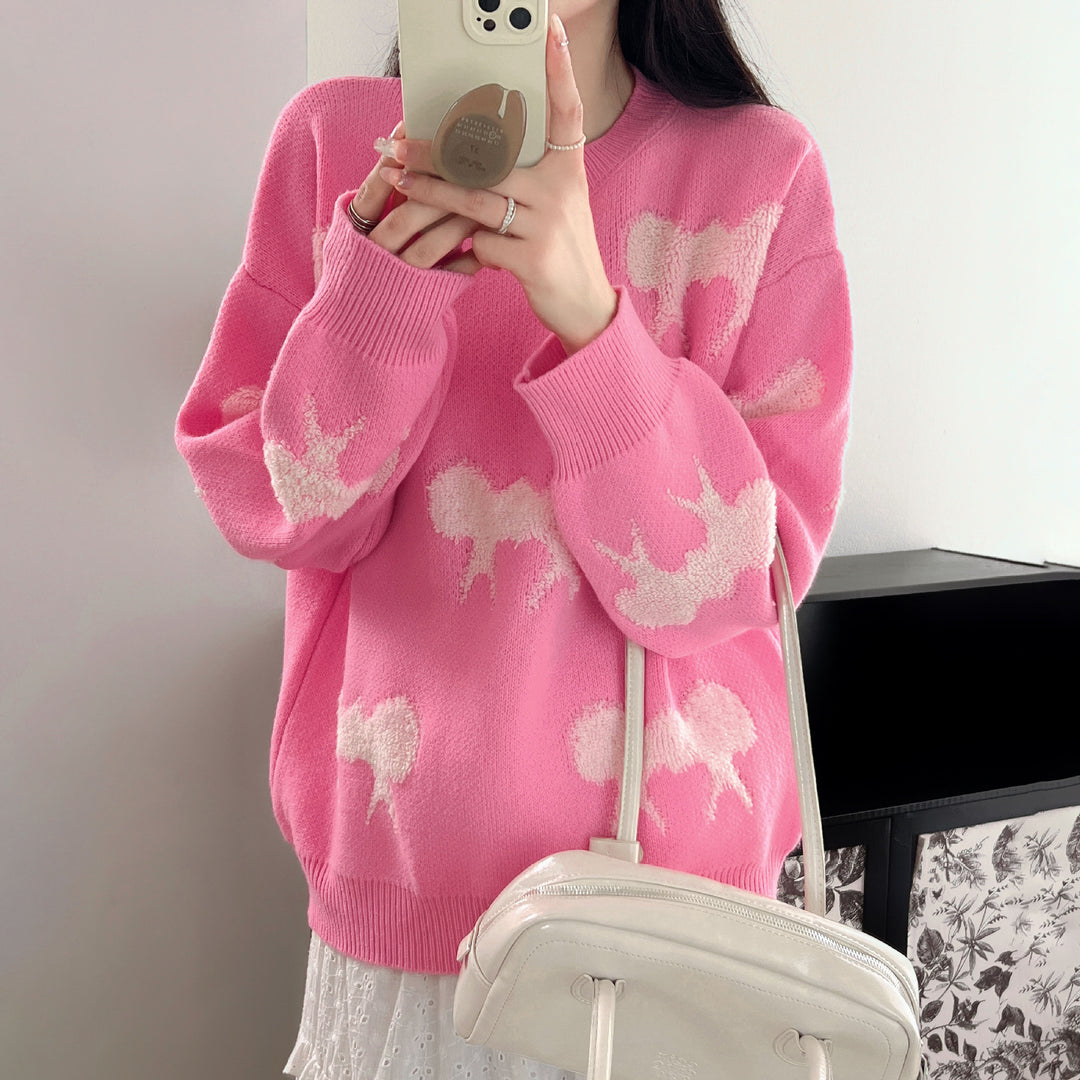 Damen Kuscheliger Strickpullover mit verspieltem Schleifenmotiv R&B