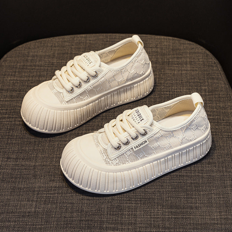 Damen Sportliche Plateausneaker mit luftiger Mesh-Oberfläche und modischem Design