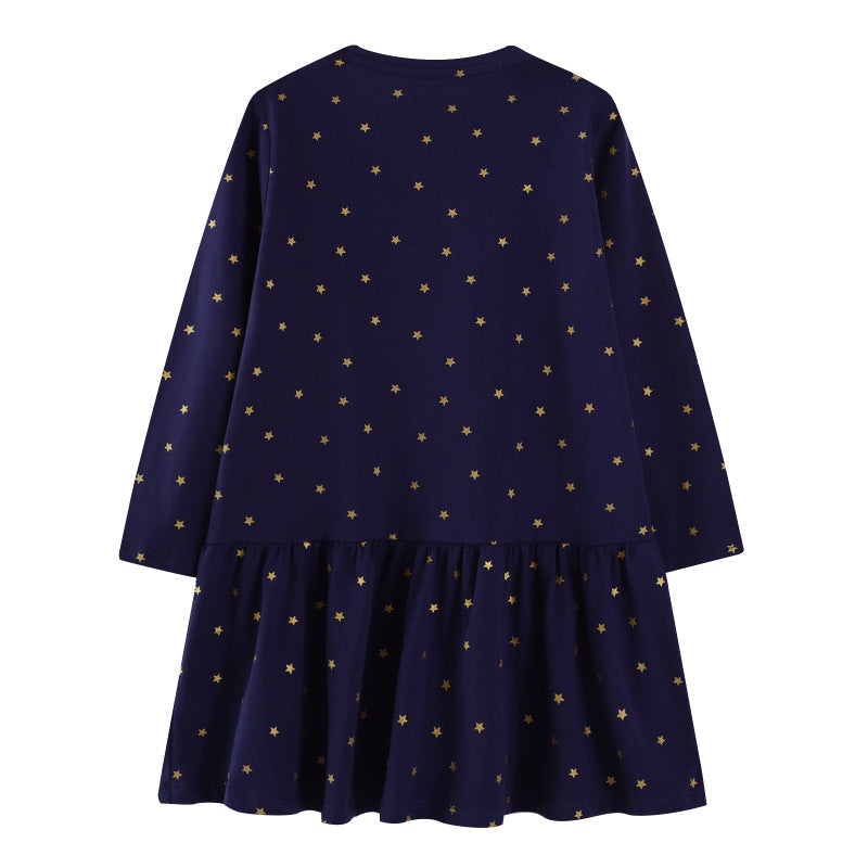 Mädchen Langarmkleid mit zauberhaftem Einhorn-Applikationsdesign R&B