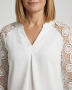 Damen Bluse Chiffon Spitze elegant