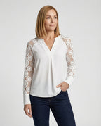 Damen Bluse Chiffon Spitze elegant
