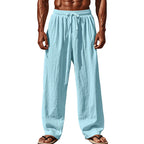 Herren nan Leichte Leinenhose mit weitem Bein und elastischem Bund R&B