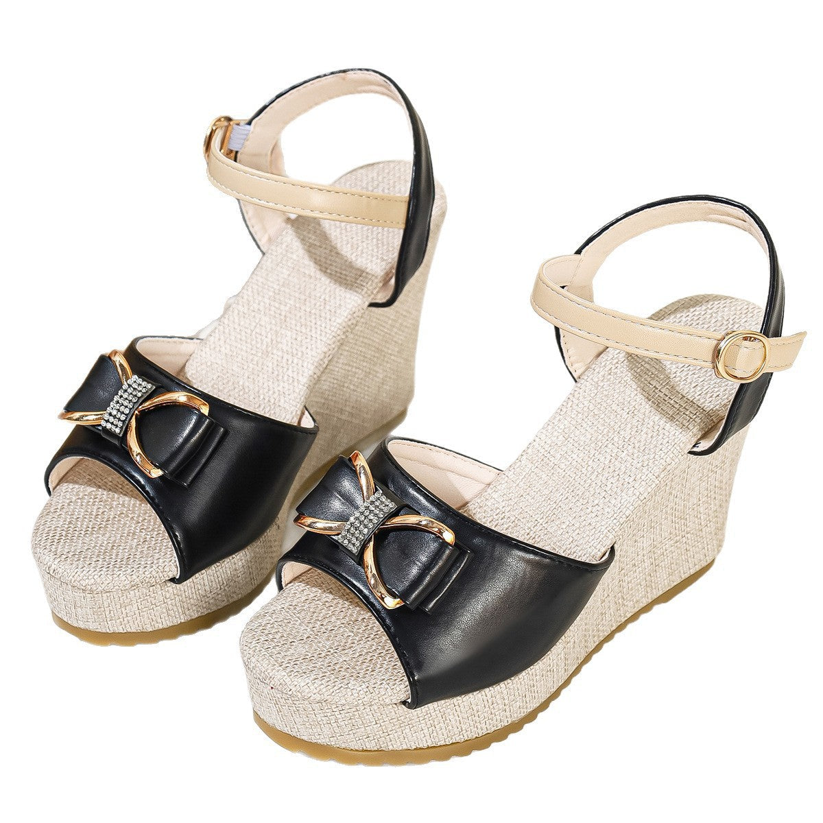 Damen Wedge-Sandalen mit Schmuckdetail und verstellbarem Riemen R&B