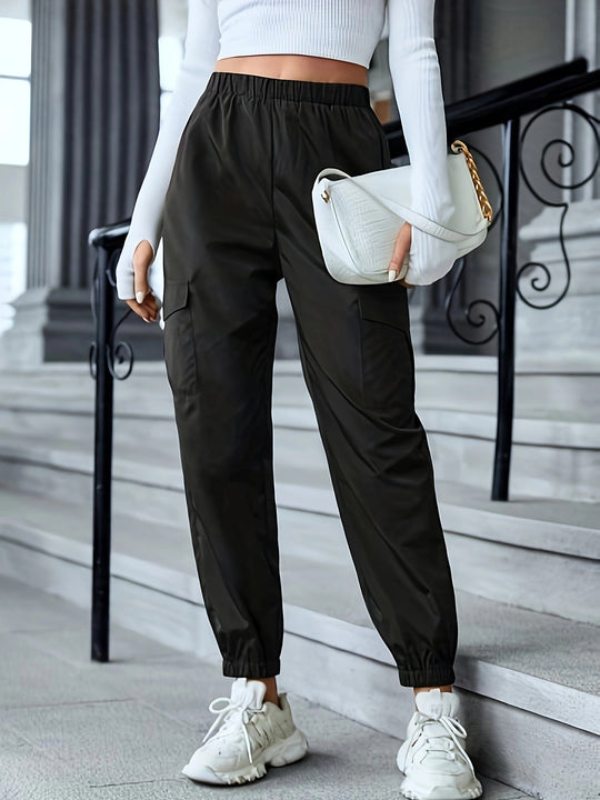 Damen Cargo-Hose im sportiven Design mit elastischem Bund und praktischen Taschen R&B