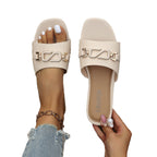 Damen Komfortable Mules mit modischer Ketten-Applikation R&B